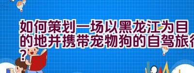 如何策划一场以黑龙江为目的地并携带宠物狗的自驾旅行？