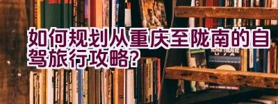 如何规划从重庆至陇南的自驾旅行攻略？