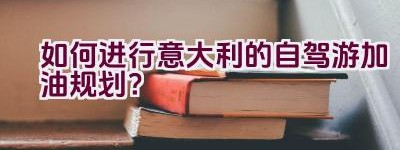 如何进行意大利的自驾游加油规划？