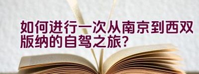 如何进行一次从南京到西双版纳的自驾之旅？