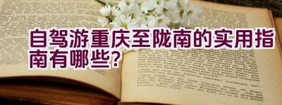 自驾游重庆至陇南的实用指南有哪些？