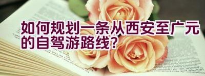 如何规划一条从西安至广元的自驾游路线？