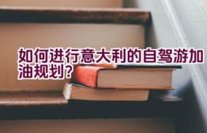 如何进行意大利的自驾游加油规划？