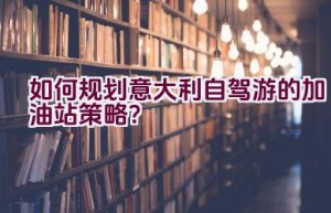 如何规划意大利自驾游的加油站策略？