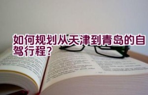 如何规划从天津到青岛的自驾行程？