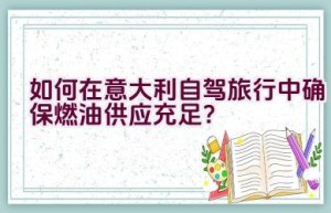 如何在意大利自驾旅行中确保燃油供应充足？