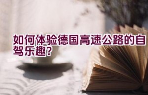 如何体验德国高速公路的自驾乐趣？