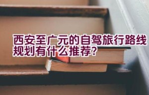 西安至广元的自驾旅行路线规划有什么推荐？