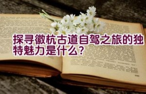 探寻徽杭古道自驾之旅的独特魅力是什么？