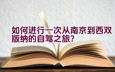 如何进行一次从南京到西双版纳的自驾之旅？插图