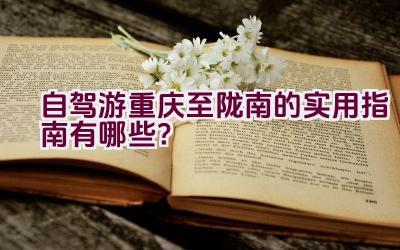 自驾游重庆至陇南的实用指南有哪些？插图