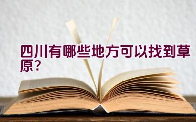 四川有哪些地方可以找到草原？插图