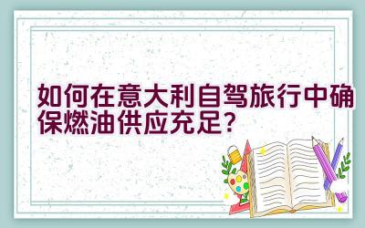 如何在意大利自驾旅行中确保燃油供应充足？插图