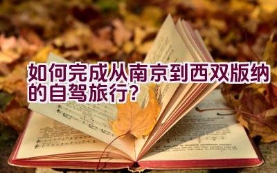 如何完成从南京到西双版纳的自驾旅行？插图