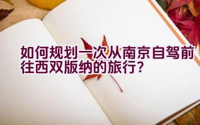 如何规划一次从南京自驾前往西双版纳的旅行？插图