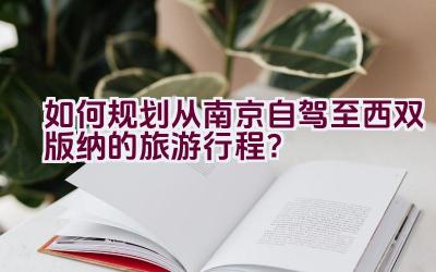 如何规划从南京自驾至西双版纳的旅游行程？插图