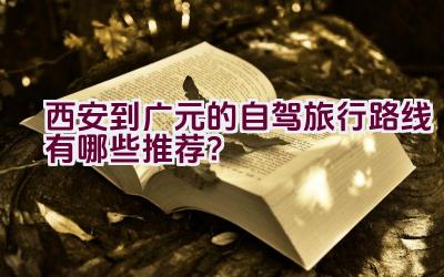 西安到广元的自驾旅行路线有哪些推荐？插图